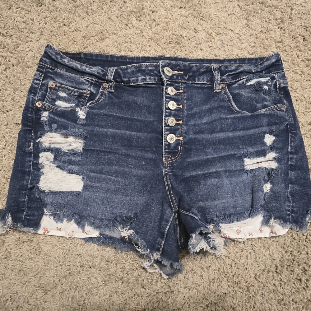 American Eagle Outfitters Blue Distressed Jean Shorts